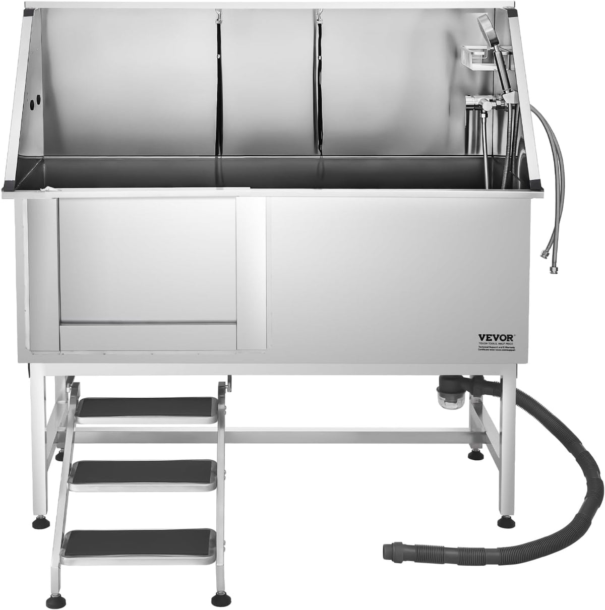 VEVOR Stainless Steel Dog Washing Station, Professional 62 inch Pet Grooming Tub w/Stairs, PE Water Filter Board, Faucet & Showerhead & Soap Holder...