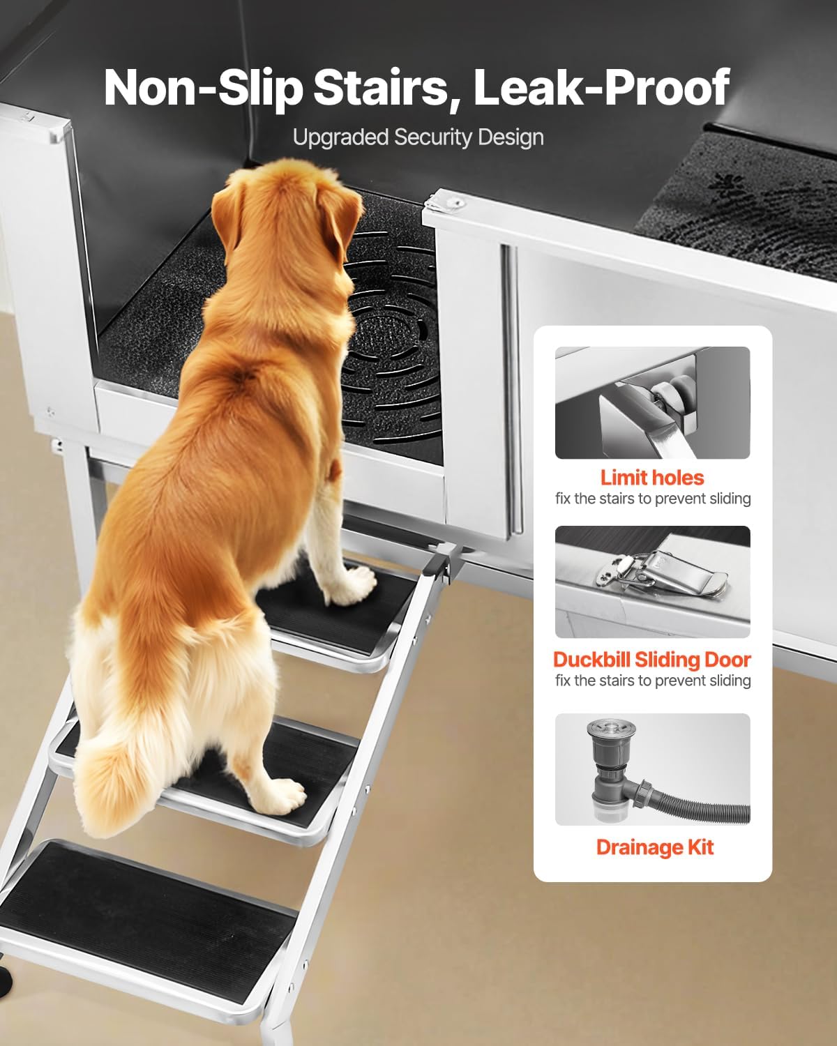 VEVOR Stainless Steel Dog Washing Station, Professional 62 inch Pet Grooming Tub w/Stairs, PE Water Filter Board, Faucet & Showerhead & Soap Holder...