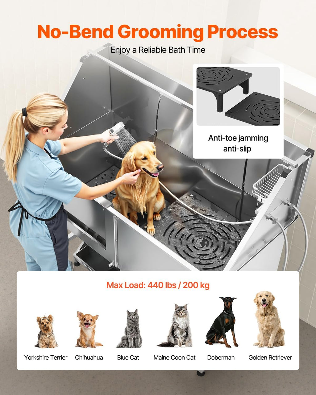 VEVOR Stainless Steel Dog Washing Station, Professional 62 inch Pet Grooming Tub w/Stairs, PE Water Filter Board, Faucet & Showerhead & Soap Holder...
