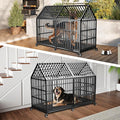 64 inch Heavy Duty Indestructible Dog Crate, New Upgraded Reinforced for Giant Dogs, XXXL Dog Crate for High Anxiety Dogs/Max Load Capacity 300lbs/Double Door with Wheels
